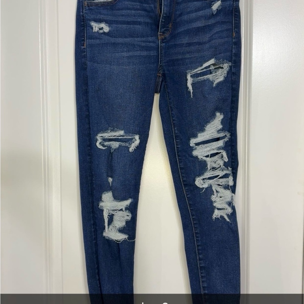 American Eagle Outfitters Ripped Dark Blue Skinny Jeans